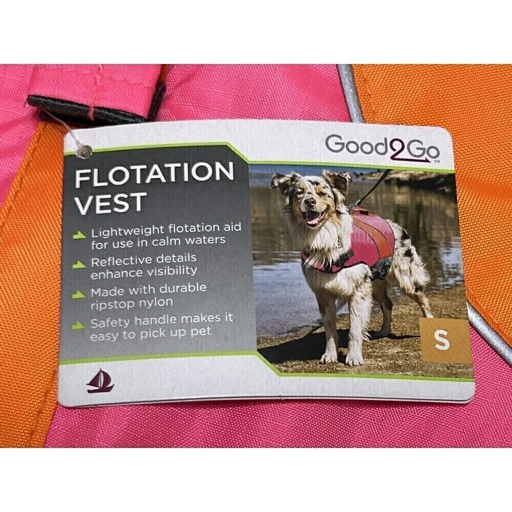 NEW Good 2 Go dog life vest flotation reflective adjustable 16-30 Lbs Sz Small